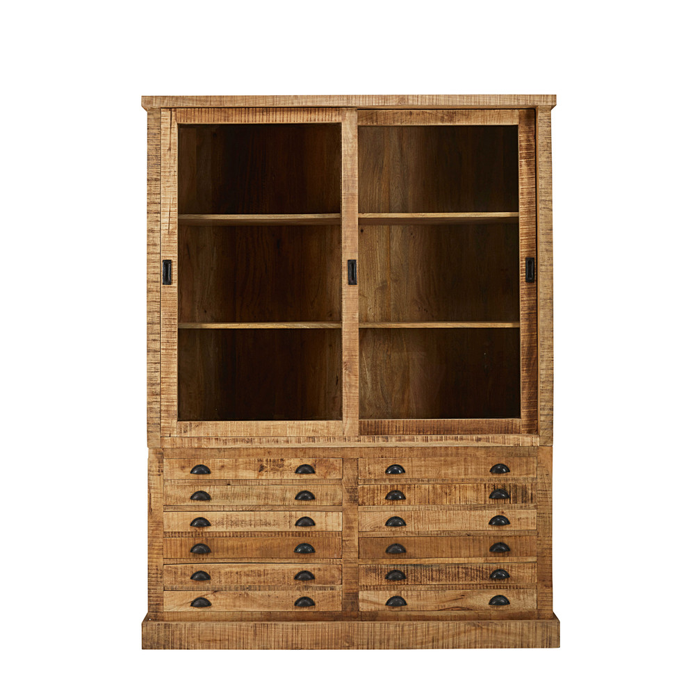 Credenza stile industriale 2 porte 6 cassetti in legno massello di ... Credenza in legno massello