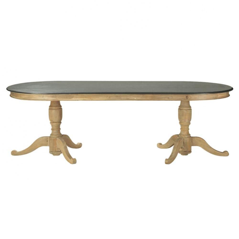 Distressed Mango Wood Dining Table in Grey W 240cm Montaigne Maisons