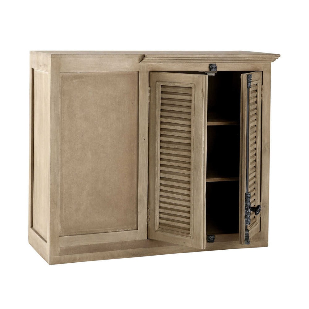 Eck-Oberschrank für die Küche aus Mangoholz, B 100 cm Persiennes