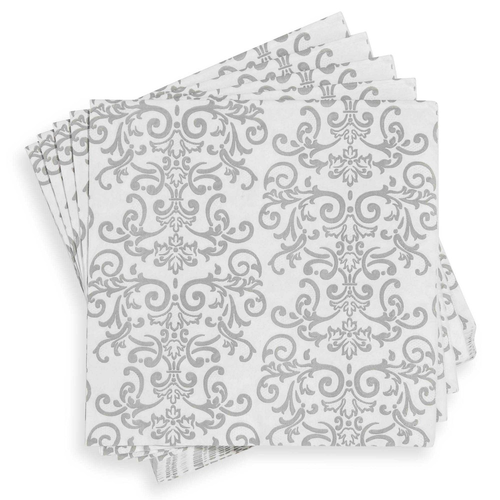 ÉLÉGANCE 20 white and grey paper napkins 33 x 33 cm Maisons du Monde
