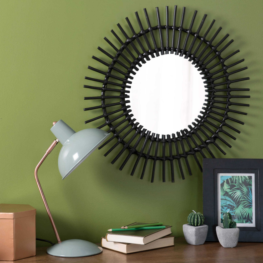 Espejo redondo de mimbre negro D 50 cm KUMPA | Maisons du Monde