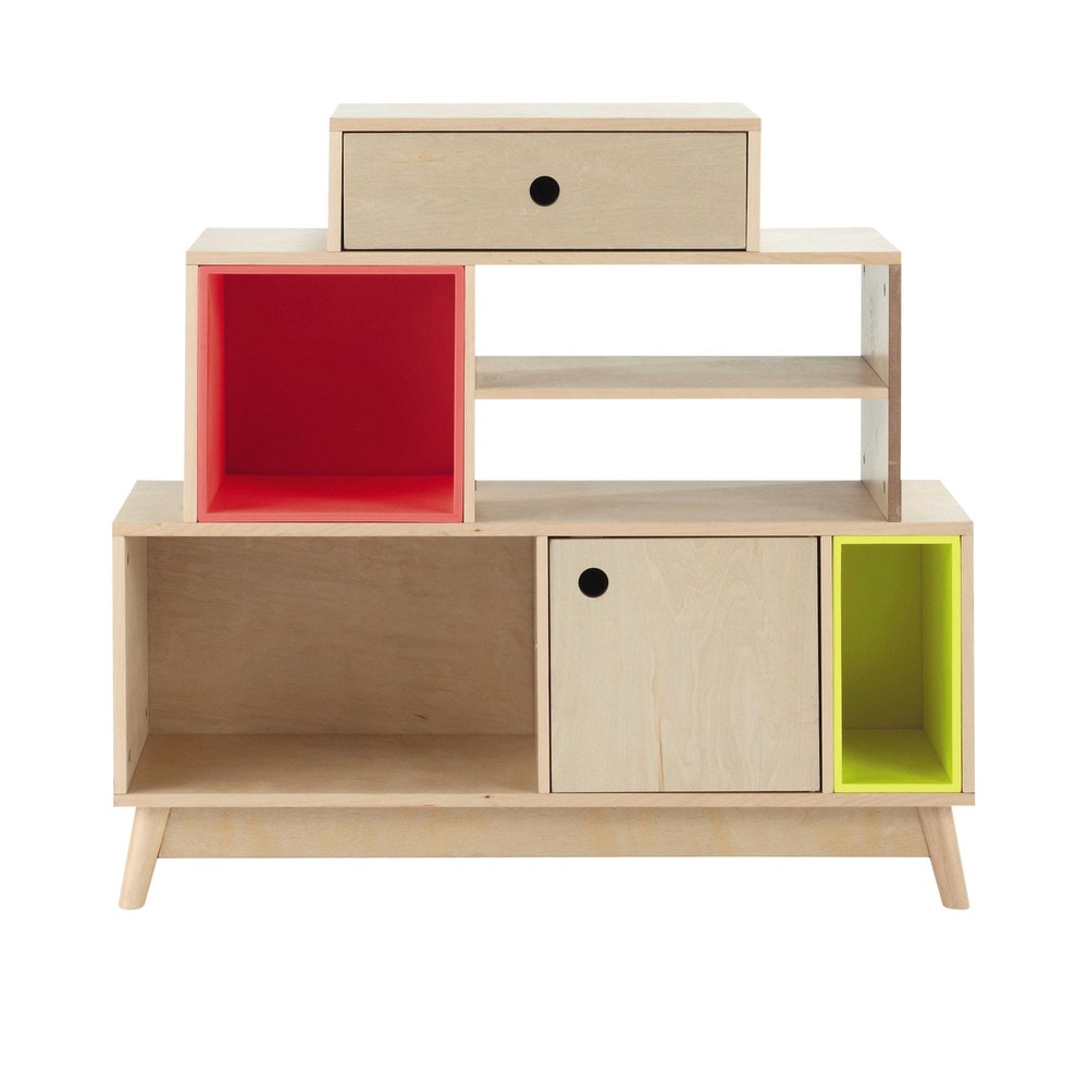 Estantería con cajones móviles de madera An. 100 cm Dekale | Maisons du