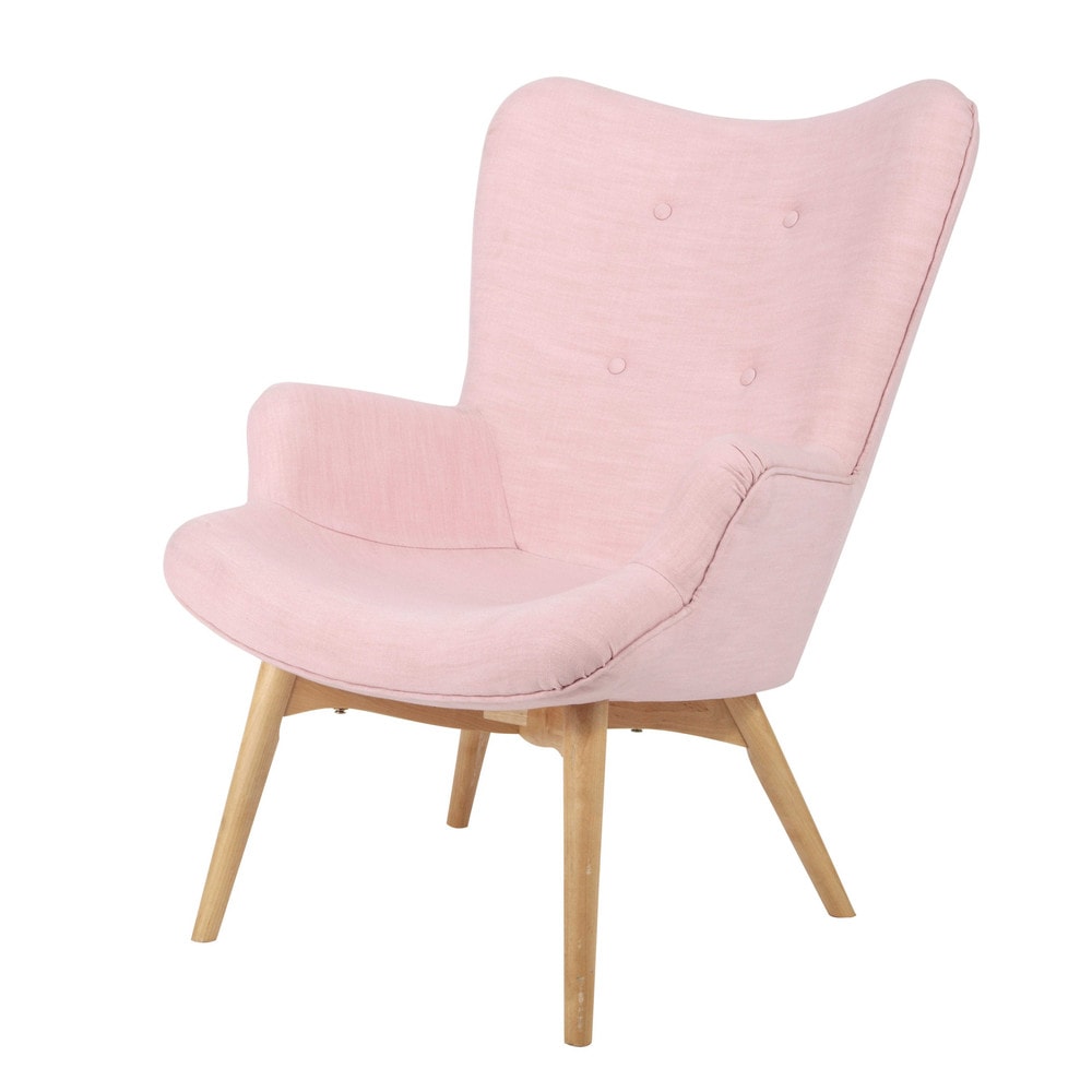 fauteuil vintage en tissu rose iceberg 1000 3 17 146305_0