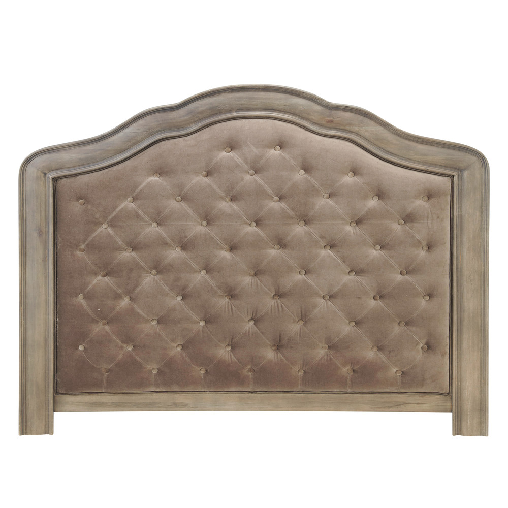 Gepolstertes bett kopfteil aus samt, b 160 cm, taupe domitille ...