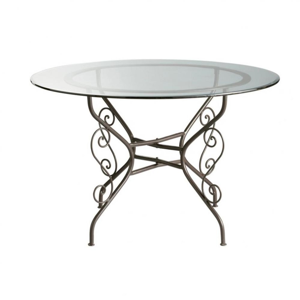 Glass and wrought iron round dining table D 120cm Toscane Maisons du Monde