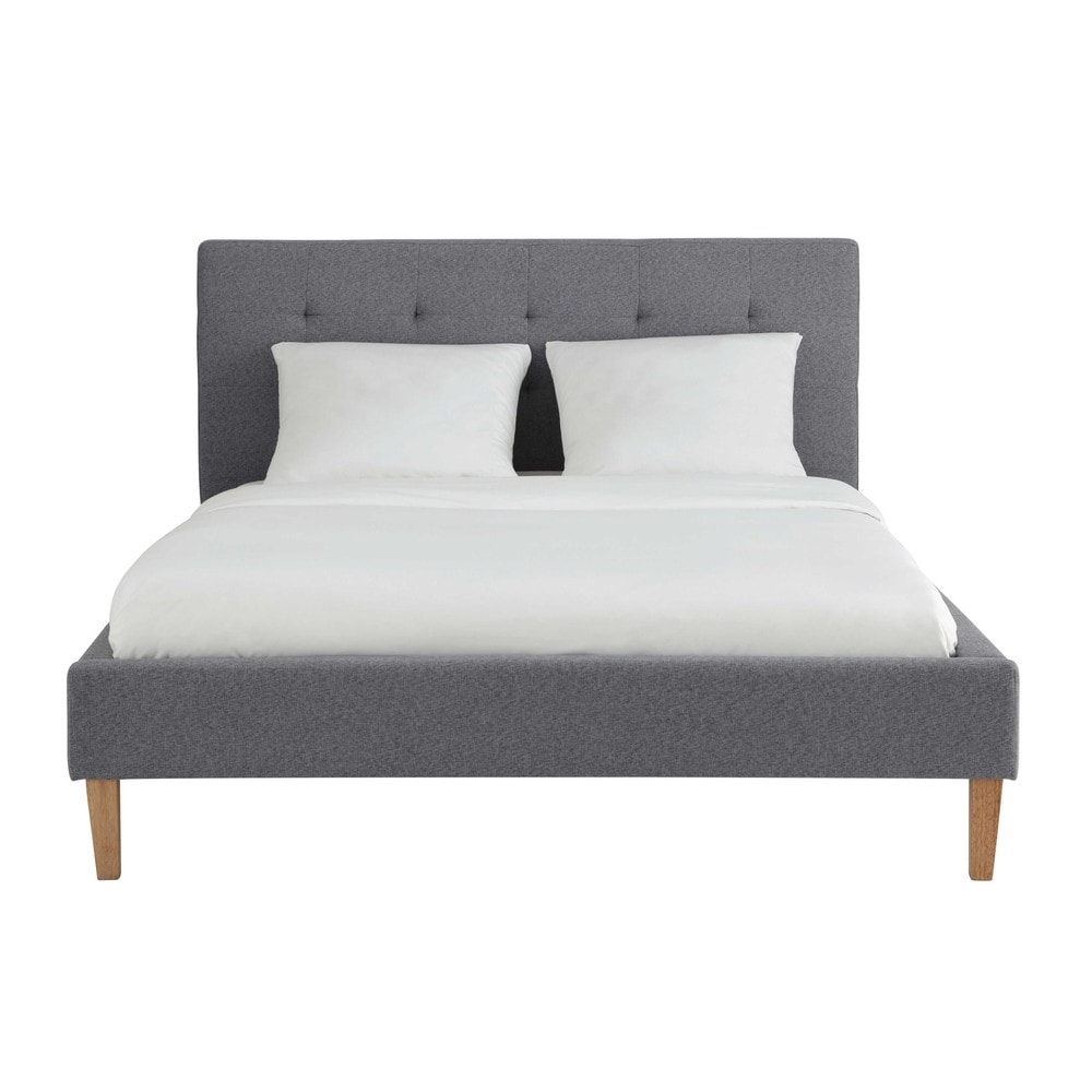 Grey Tufted Fabric Bed 180 x 200 Brent Maisons du Monde