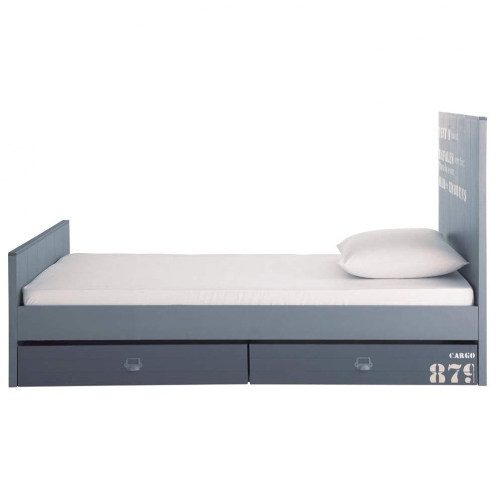 Grijs houten bed 90 x 190 cm Cargo Maisons du Monde