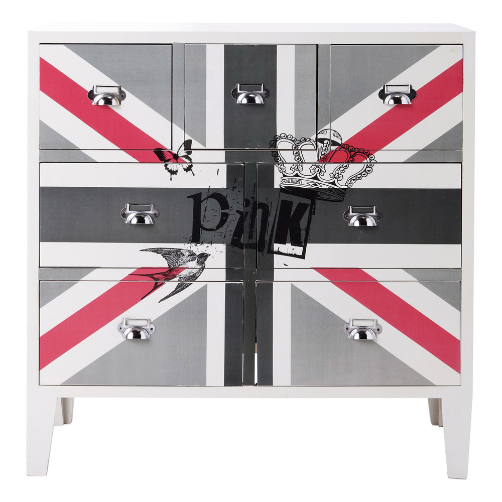 Holzkommode mit Flaggenmotiv, B 80 cm, weiß Queen Queen | Maisons du Monde