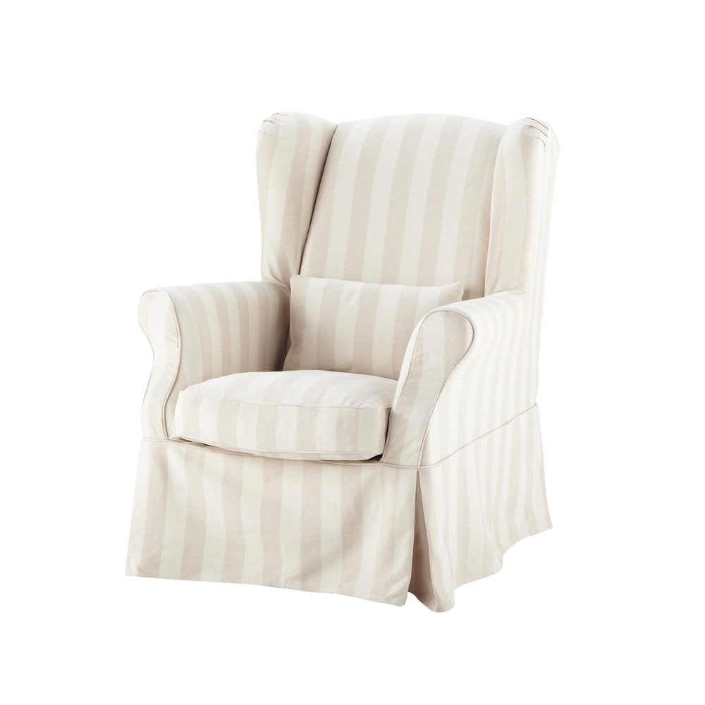 housse fauteuil beige housse de fauteuil 224 rayures en coton beige cottage housse fauteuil beige housse de fauteuil 224 rayures en coton beige cottage