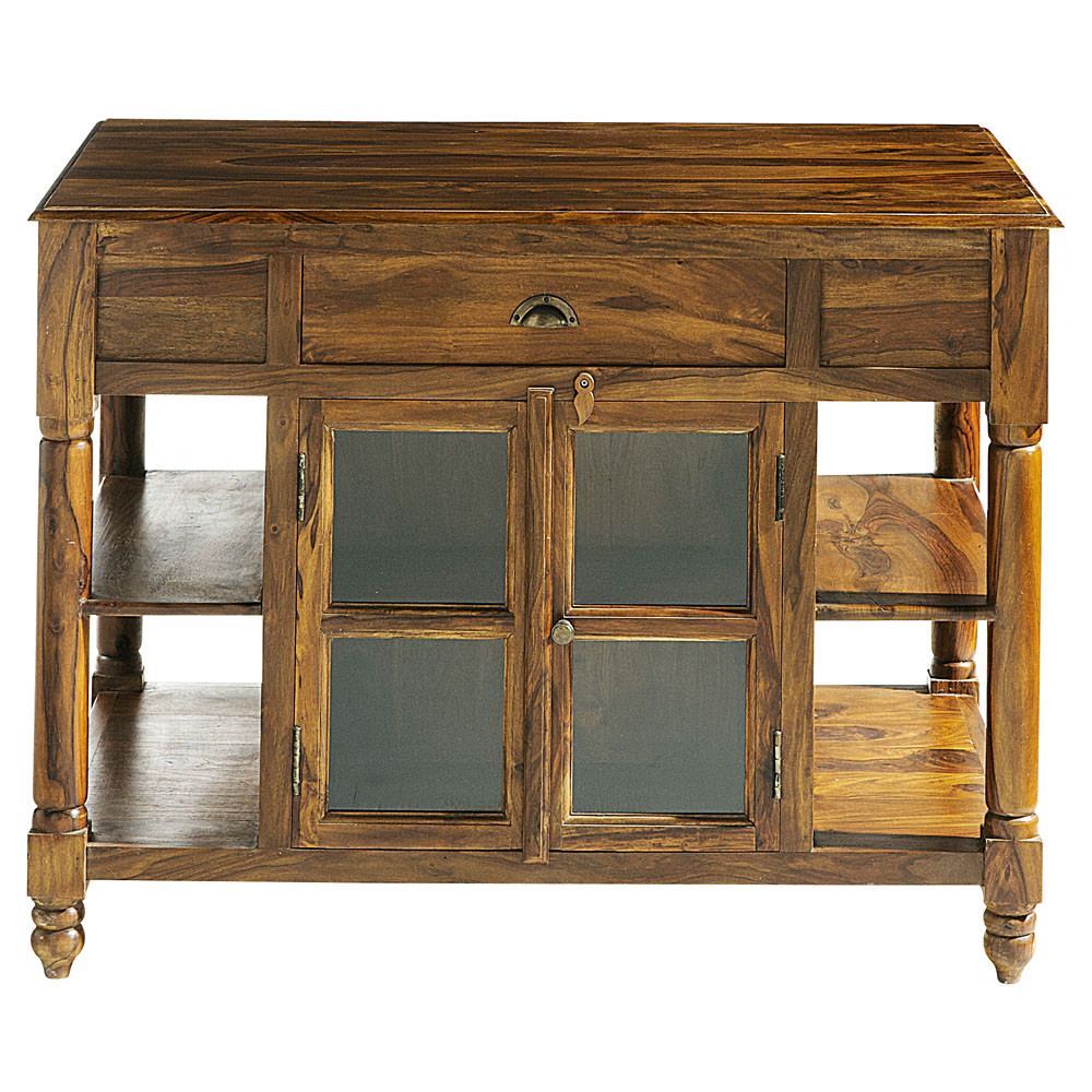 Ilot Central Cuisine Bois Massif : ?lot central en bois de sheesham massif L 120 cm Luberon Maisons du Ilot Central Cuisine Bois Massif : ?lot central en bois de sheesham massif L 120 cm Luberon Maisons du