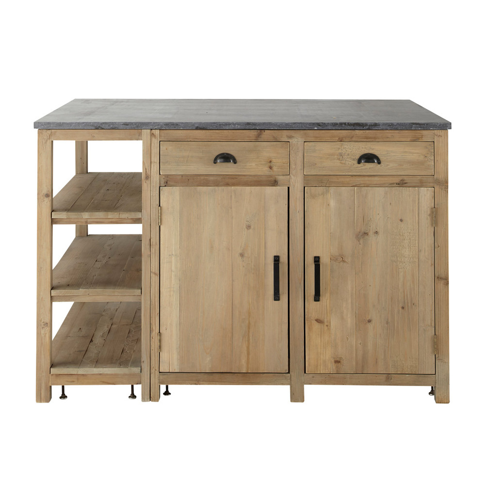 Ilot Central Cuisine Bois Massif : Meubles de cuisine ? ?lot central en bois recycl? L 145 cm PAGNOL Ilot Central Cuisine Bois Massif : Meubles de cuisine ? ?lot central en bois recycl? L 145 cm PAGNOL