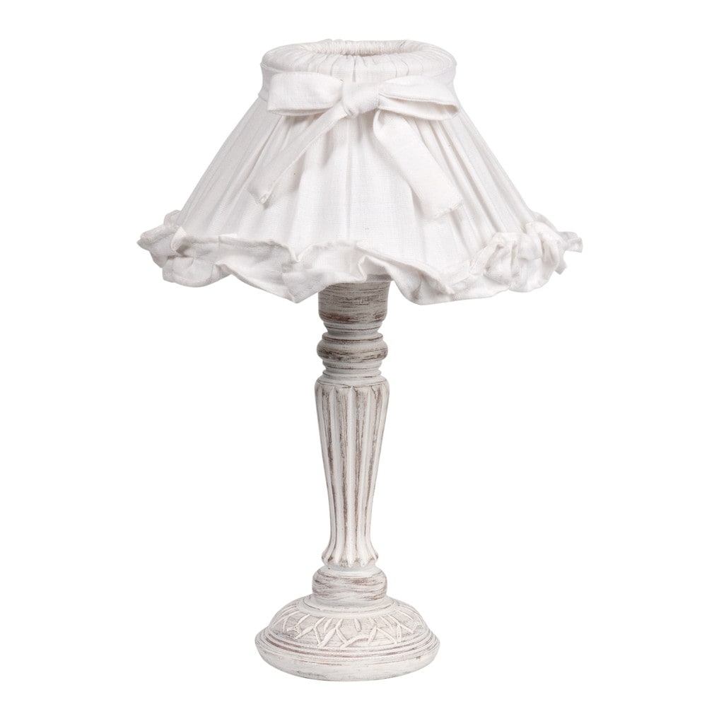 Lampada bianca da comodino in legno e abat jour in tessuto h 38 cm ... Abat jour per ragazzi