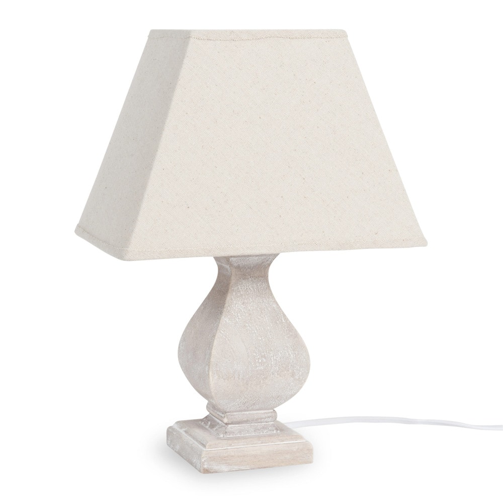 Lampada in legno e abat jour in tessuto beige a 33 cm emilia ... Abat jour per ragazzi