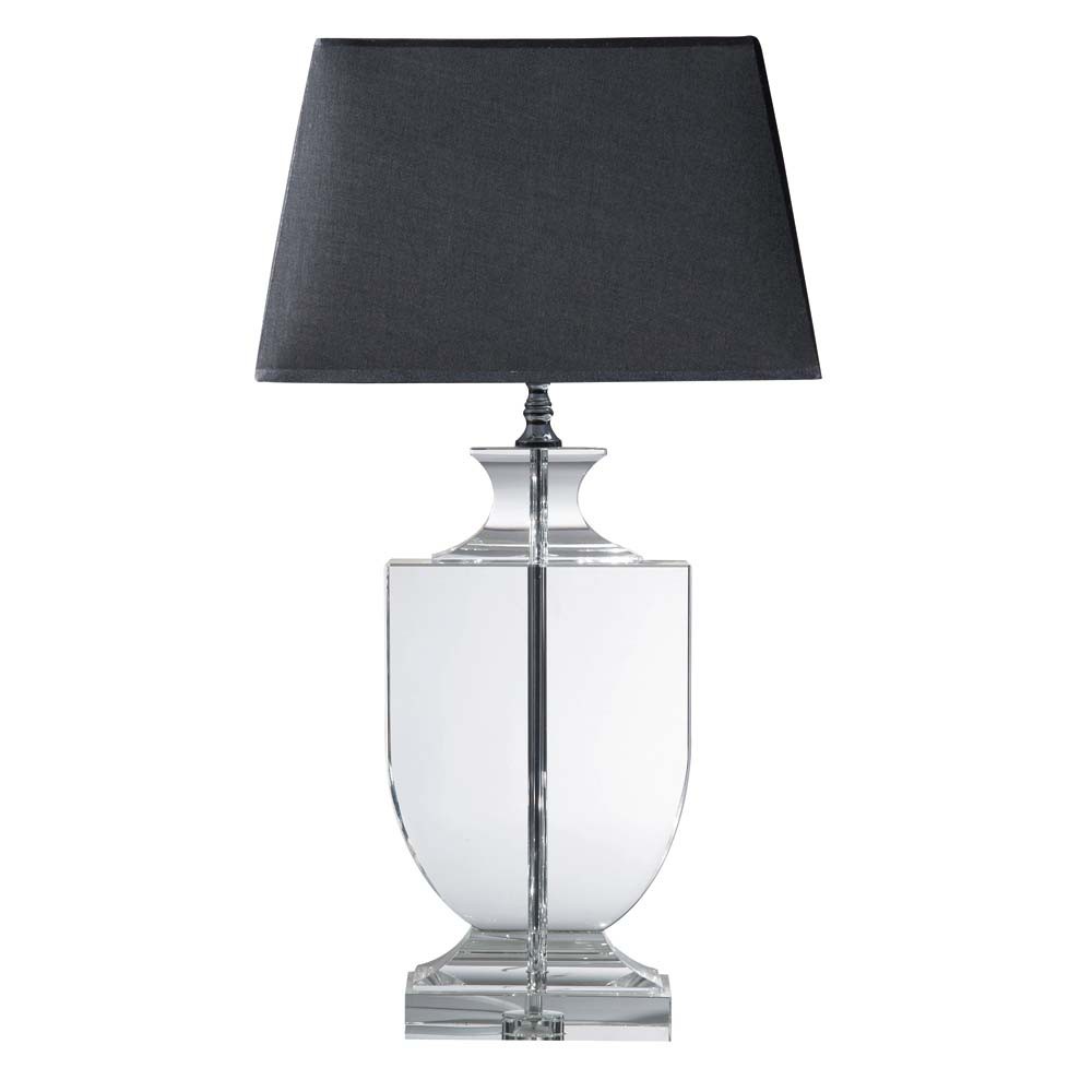 Lampada nera in cristallo e abat jour in cotone h 65 cm mirano ...