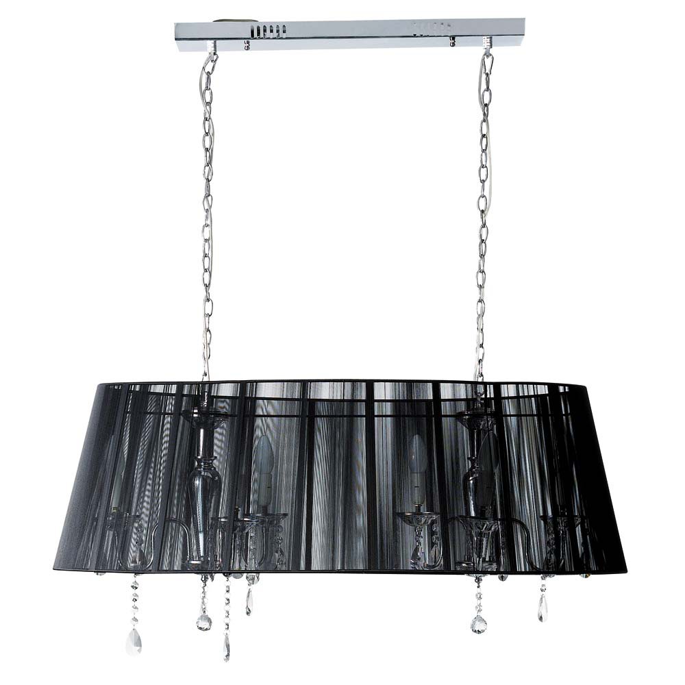 Lampadario doppio in metallo cromato e vetro con pendenti d 100 cm ...
