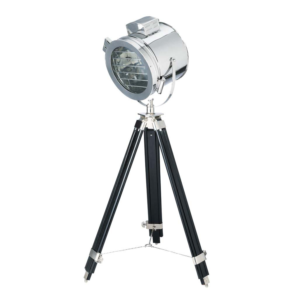 Lampadario treppiede in metallo cromato e legno h 128 cm grand ...
