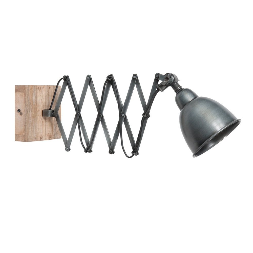 Lámpara de pared extensible de metal gris H 13 cm LORIENT Maisons du