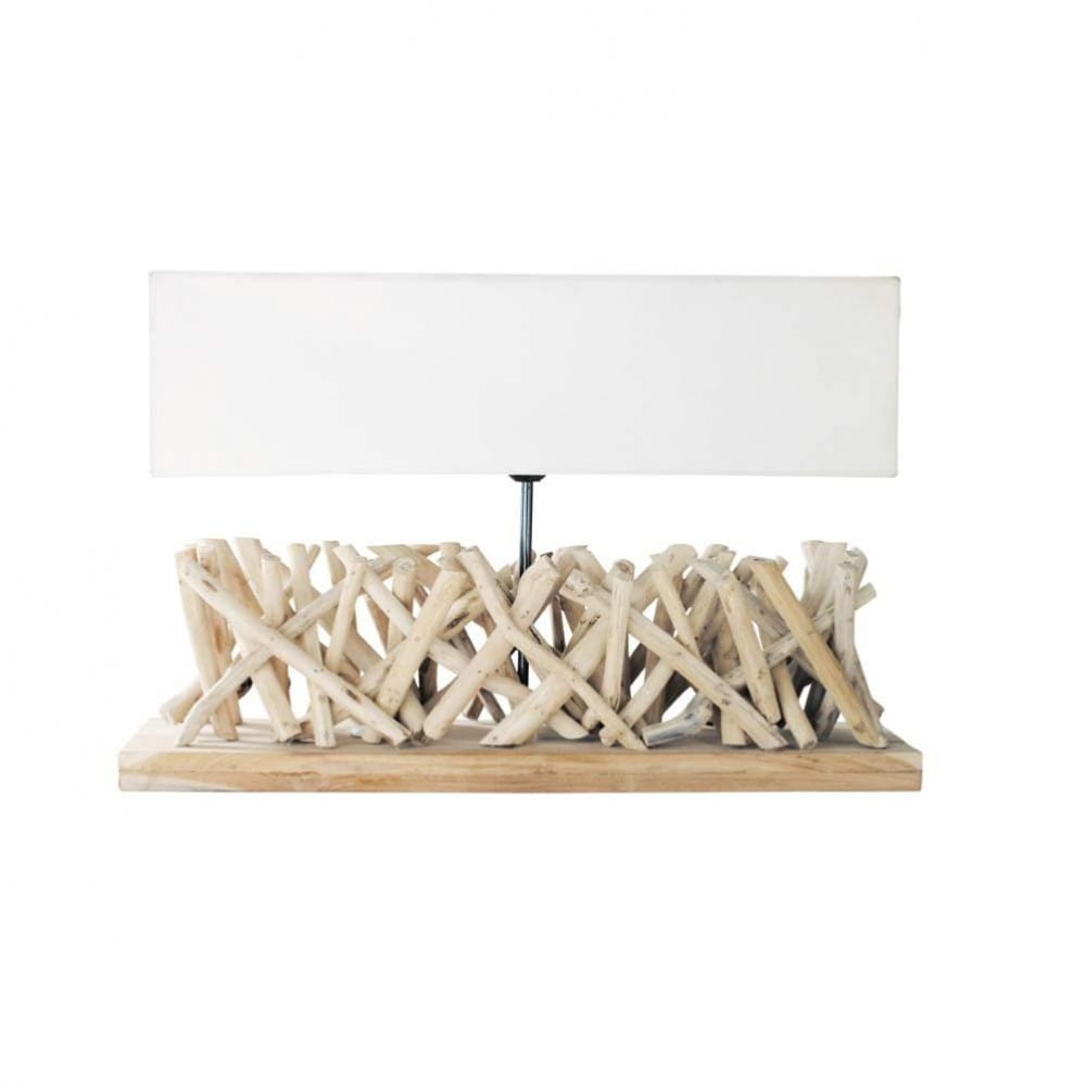 Lampe Bois Flotte Maison : Lampe en bois flott? et abat-jour en tissu H 16 cm FJORD Maisons du Lampe Bois Flotte Maison : Lampe en bois flott? et abat-jour en tissu H 16 cm FJORD Maisons du