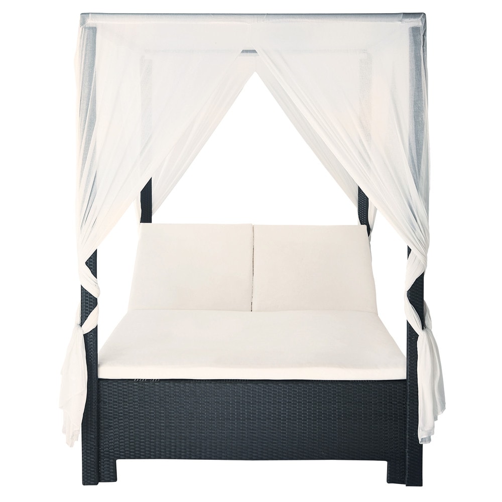 Letto a baldacchino nero da esterno in resina intrecciata 150 x ... Sgabello in resina esterno