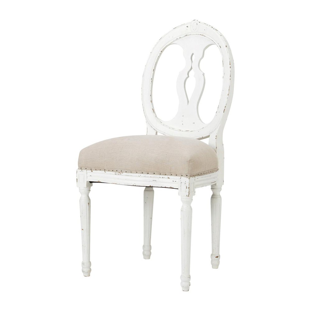Linen and solid wood medallion chair Héloise Maisons du Monde