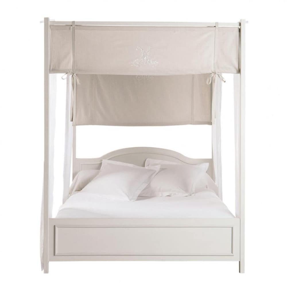 Lit Baldaquin Bois Blanc lit 224 baldaquin 160 x 200 cm en bois blanc manosque Lit Baldaquin Bois Blanc lit 224 baldaquin 160 x 200 cm en bois blanc manosque