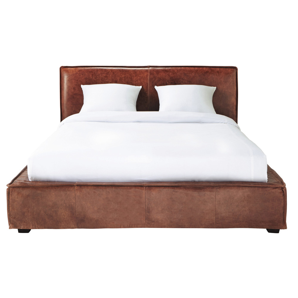 lit en cuir lit avec sommier 224 lattes 160 x 200 cm en h 233 v 233 a et cuir camel prado maisons du monde lit en cuir lit avec sommier 224 lattes 160 x 200 cm en h 233 v 233 a et cuir camel prado maisons du monde