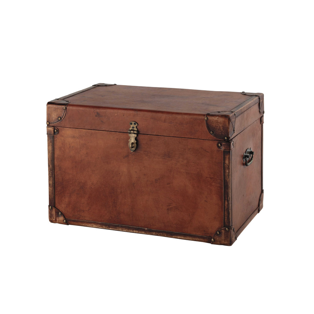 Malle en cuir de chèvre marron L 58 cm TREVOR Maisons du ~ Malle En Bois Maison Du Monde Malle en cuir de chèvre marron L 58 cm TREVOR Maisons du ~ Malle En Bois Maison Du Monde