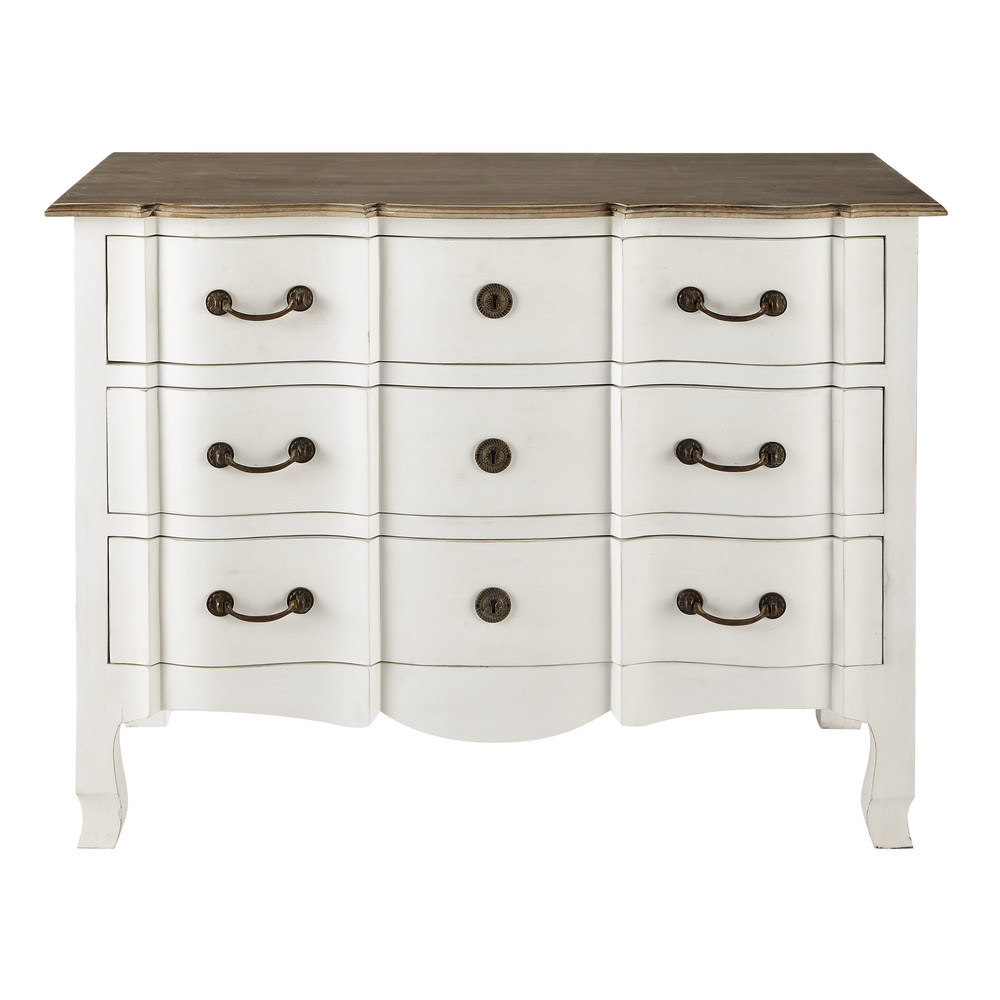 Mango wood chest of drawers in white W 110cm Versailles Maisons du Monde
