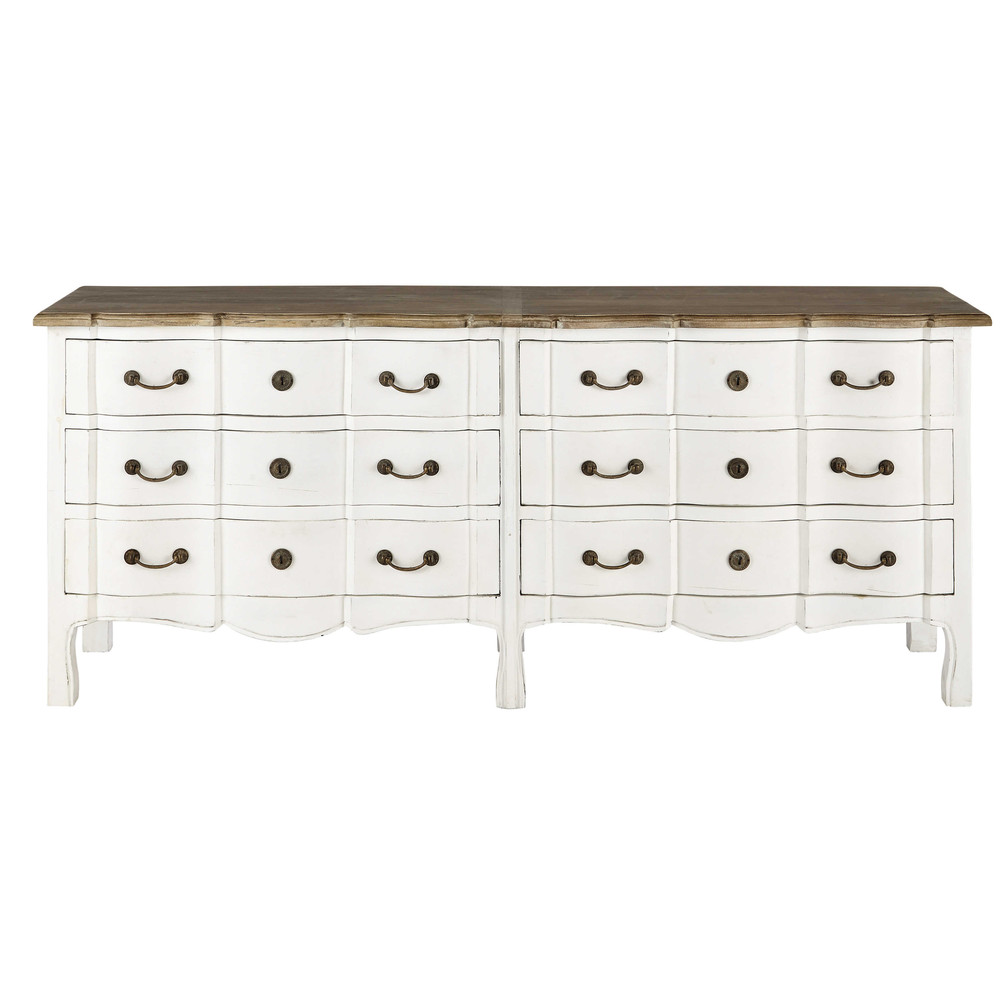Mango wood chest of drawers in white W 199cm Versailles Maisons du Monde