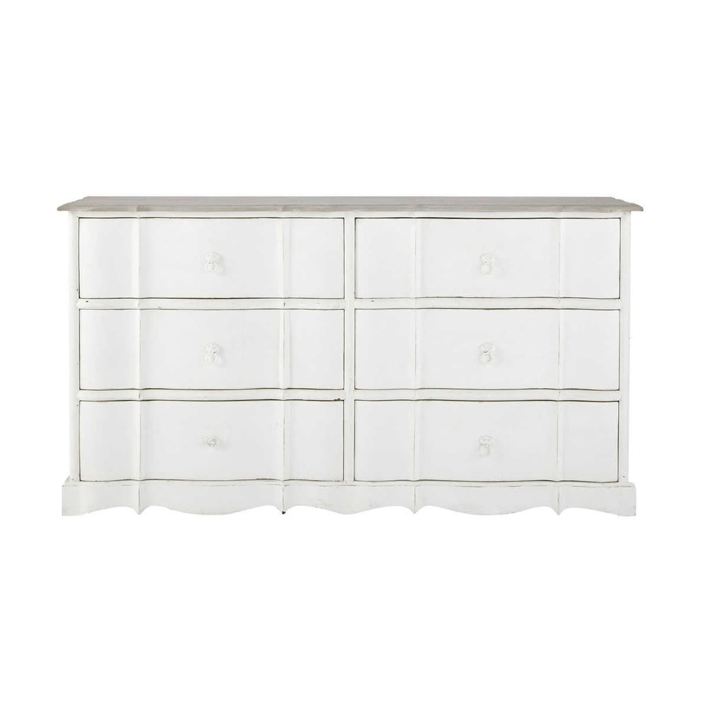 Mango wood chest of drawers, white W 153cm Medicis Maisons du Monde