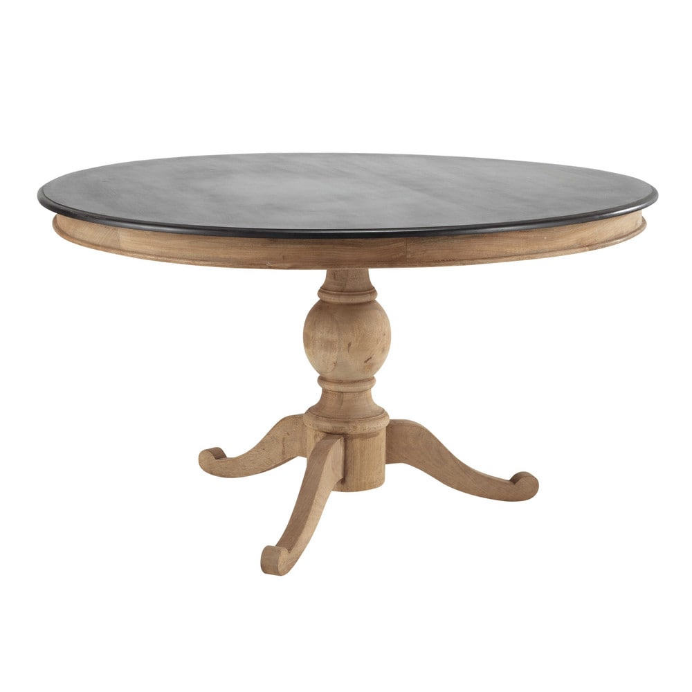 Mango Wood Round Dining Table In Slate Grey D 140cm Montaigne Mango Wood Round Dining Table In Slate Grey D 140cm