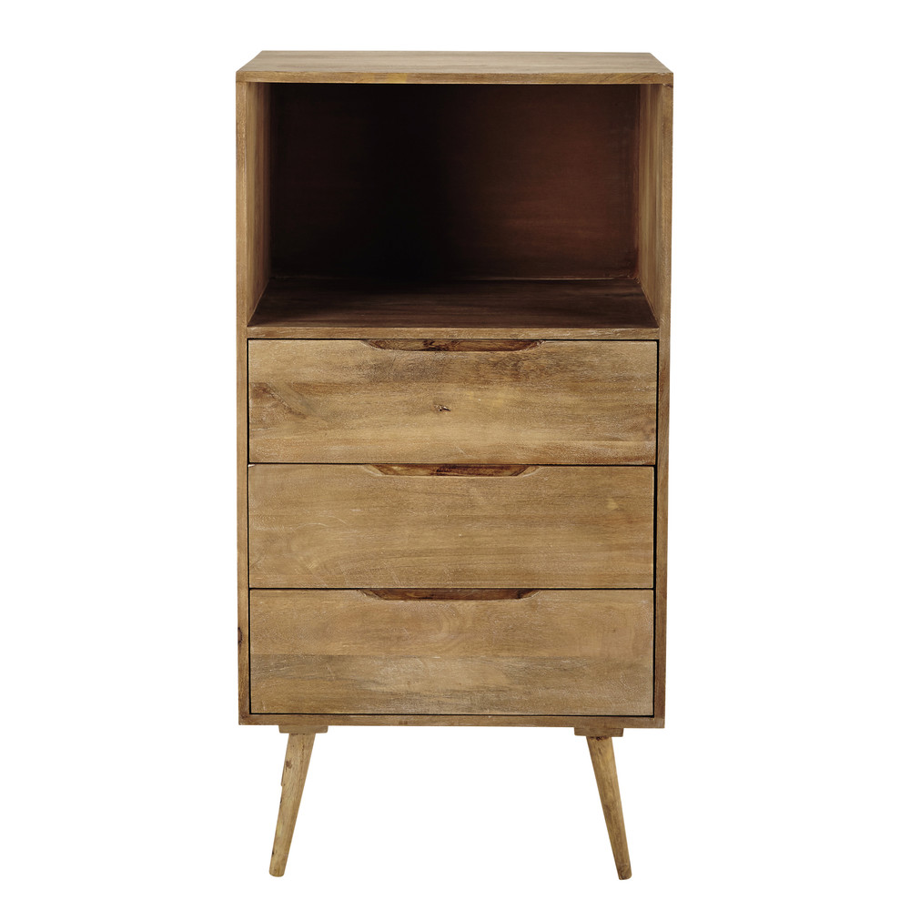 Mango wood vintage tall chest of drawers W 60cm Trocadero Maisons du