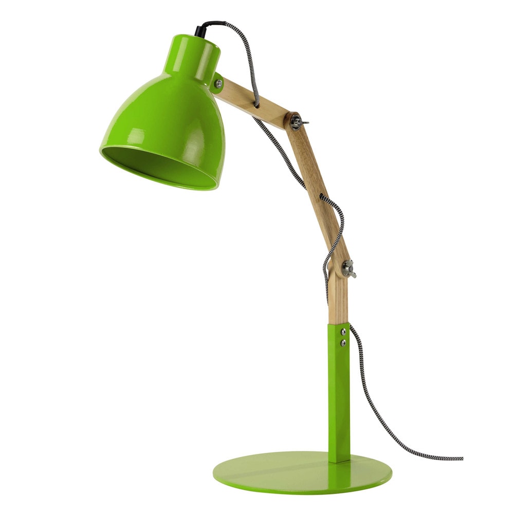 MARKET desk lamp in wood and green metal H 57cm Maisons du Monde