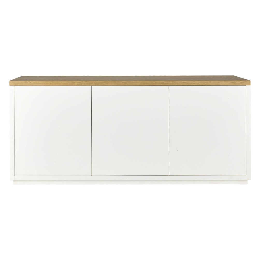 Massief eiken dressoir, wit gesatineerd, breedte 175 cm austral ...