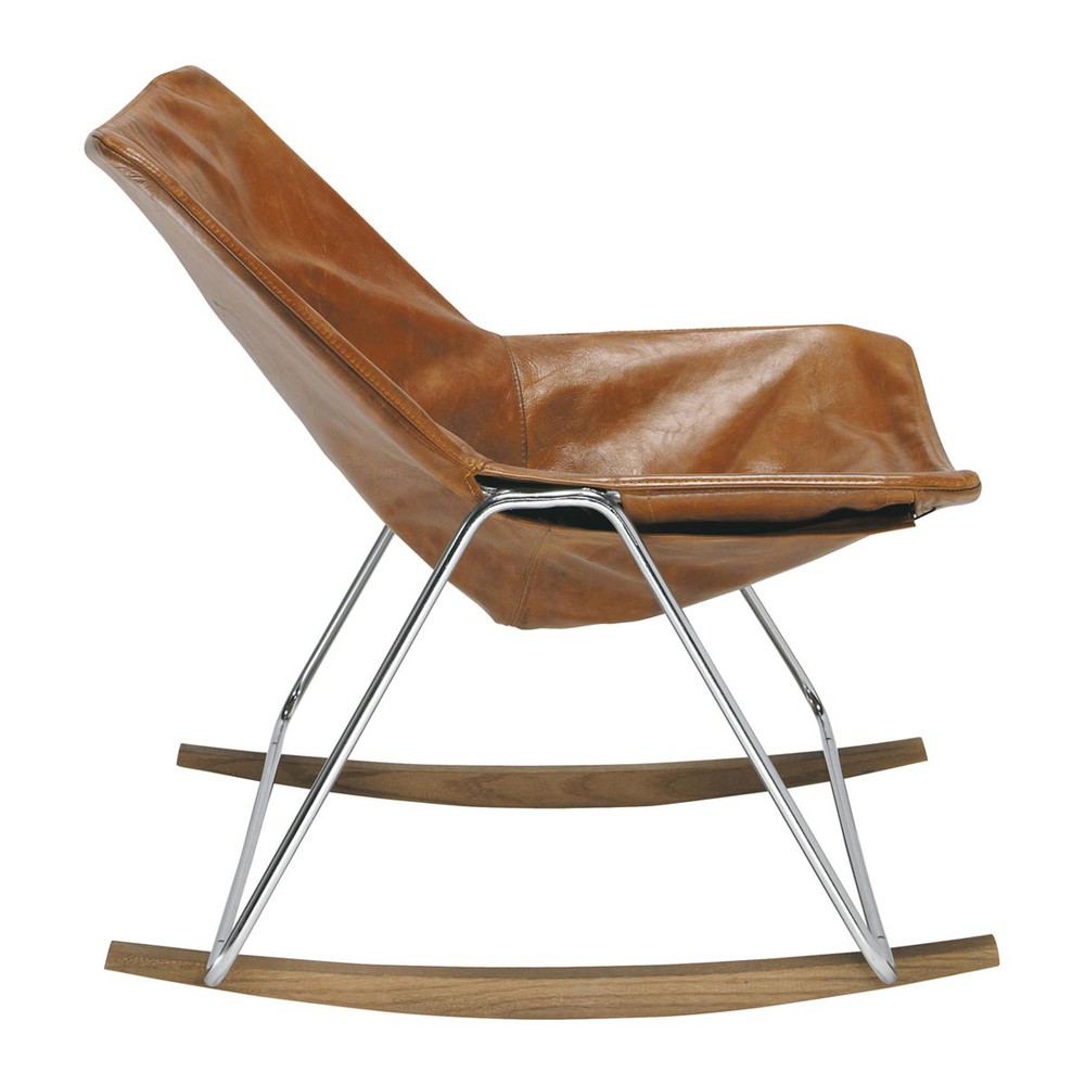 Mecedora de piel color coñac G1 | Maisons du Monde