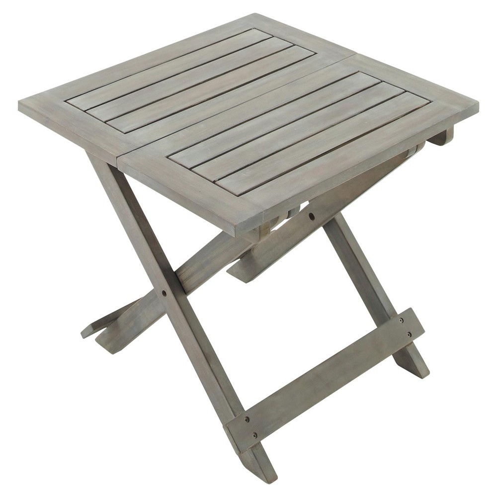 Mesa auxiliar plegable de jardín de acacia gris L. 50 cm SaintMalo