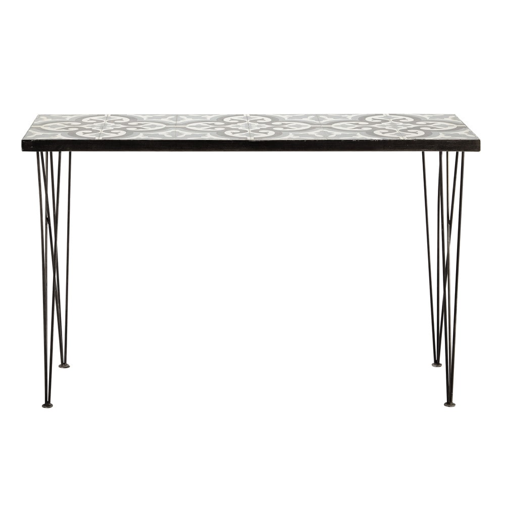 Metal and cement tile console table w cm mosaic Metal and cement tile console table w cm mosaic