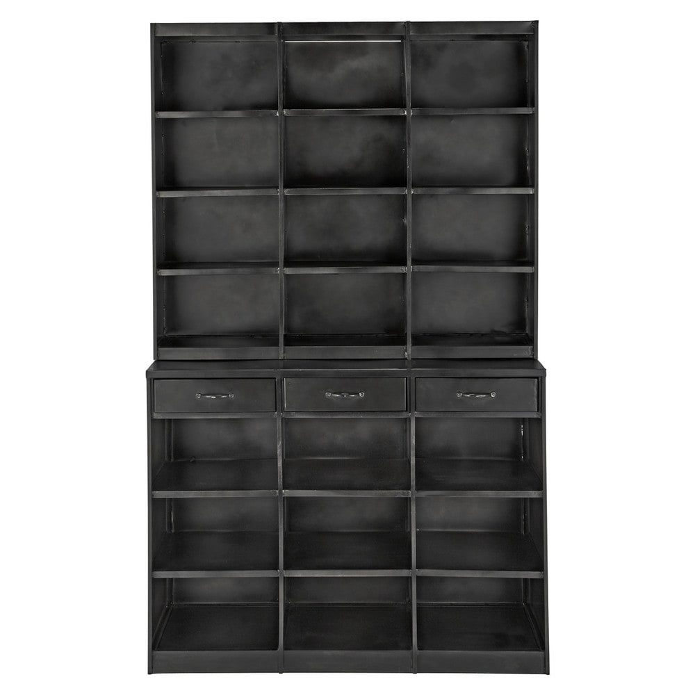Metal industrial bookcase in black W 122cm Edison Maisons du Monde