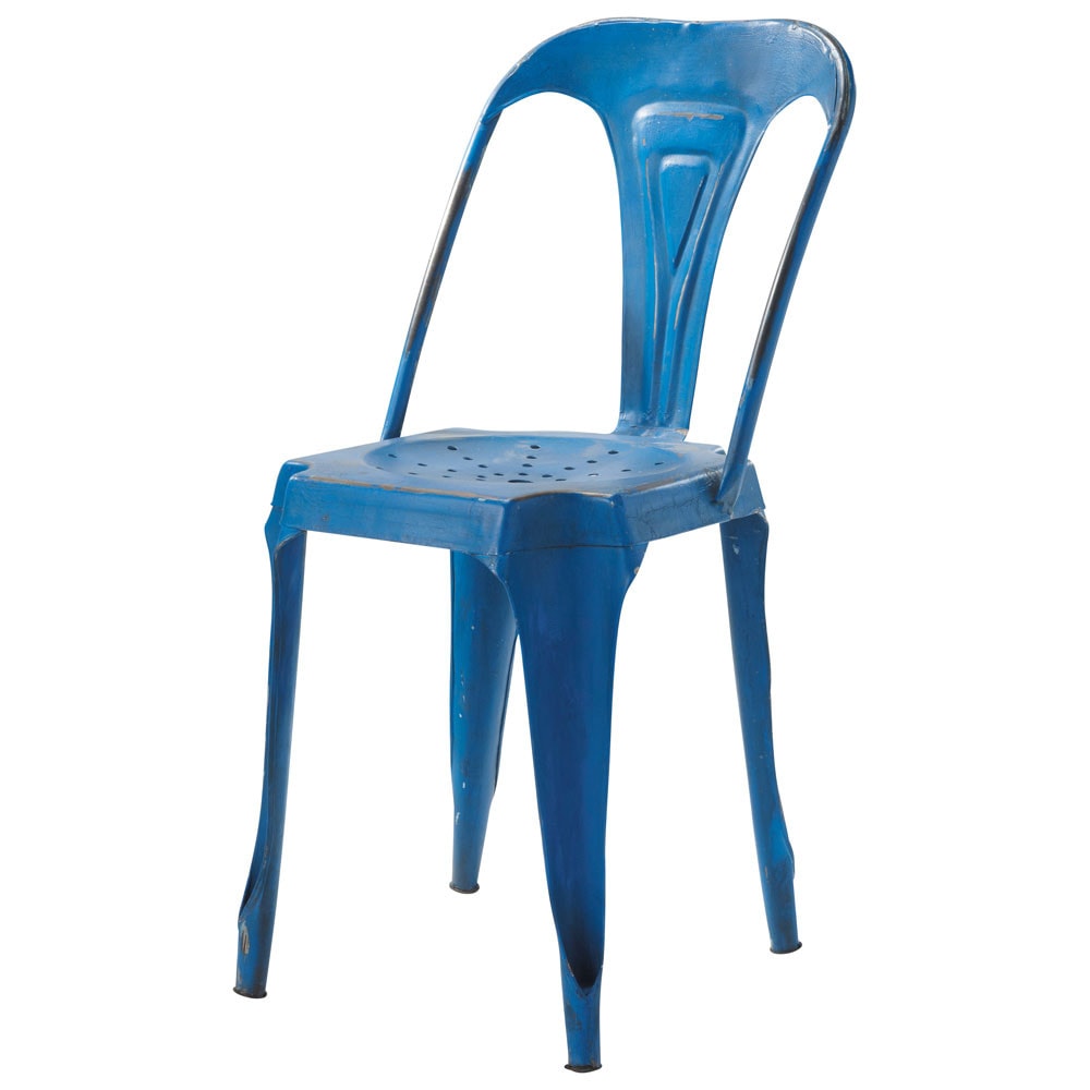Metal industrial chair in blue Multipl's Maisons du Monde
