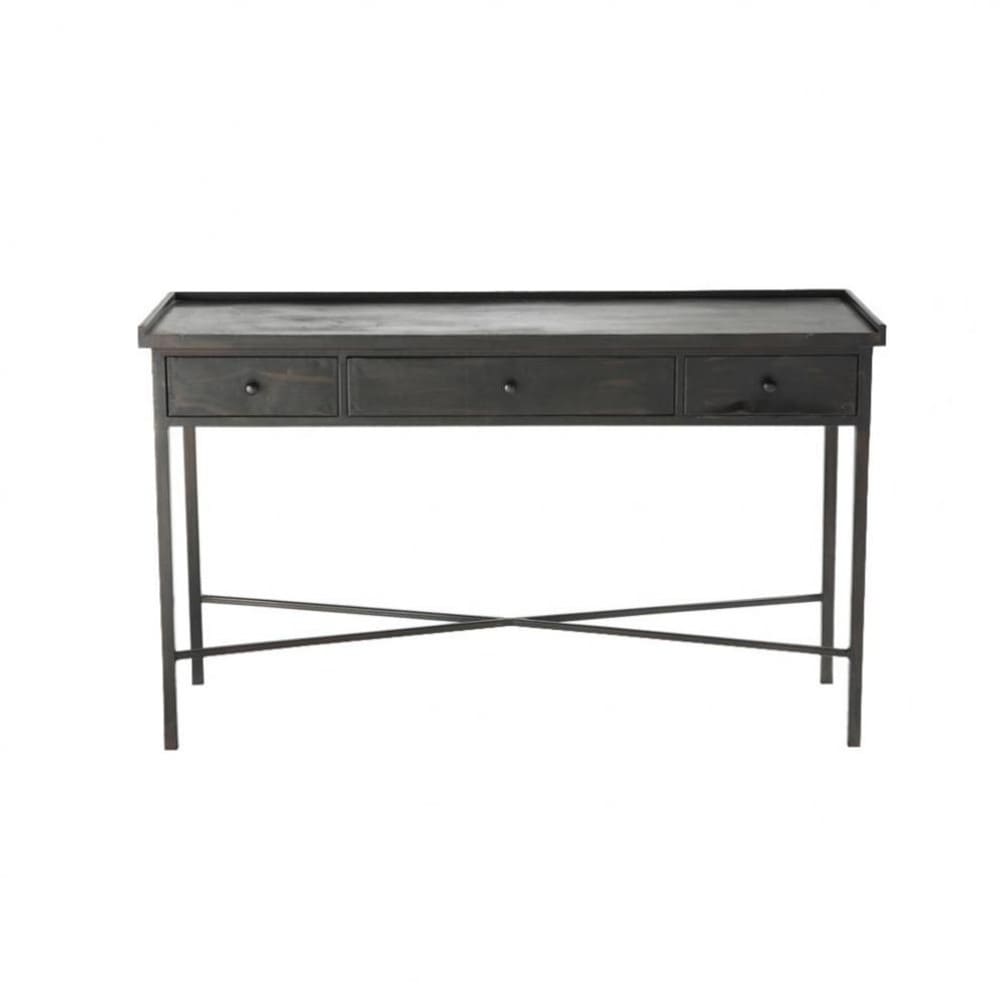 Metal industrial console table in black W 130cm Edison ...