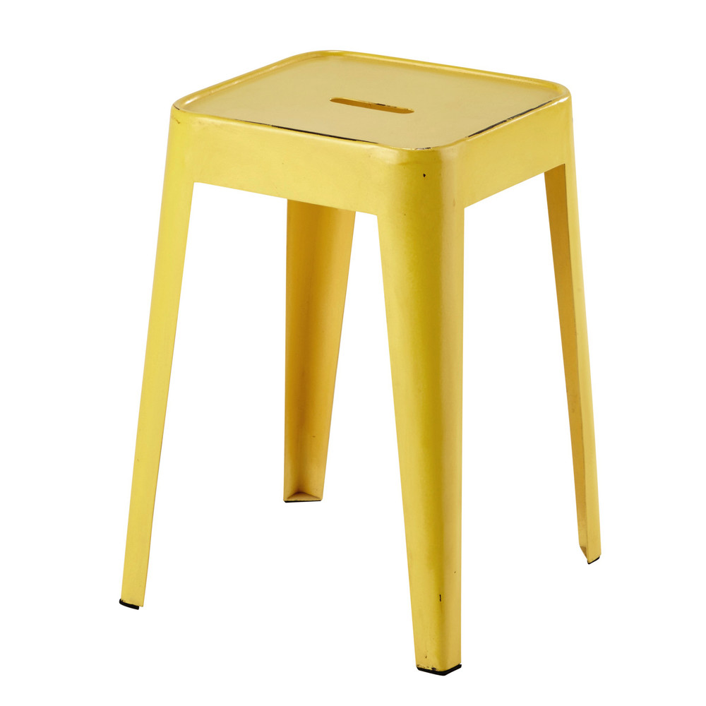 Metal stool in yellow Tom Maisons du Monde