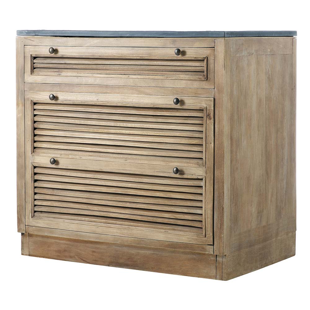 Meuble bas de cuisine en manguier L 90 cm Persiennes Maisons du Monde