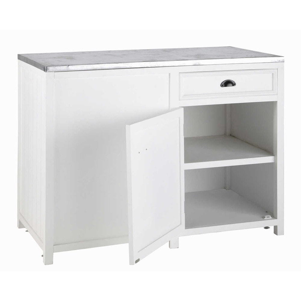 Meuble bas de cuisine ouverture gauche en pin blanc L 120 cm Newport