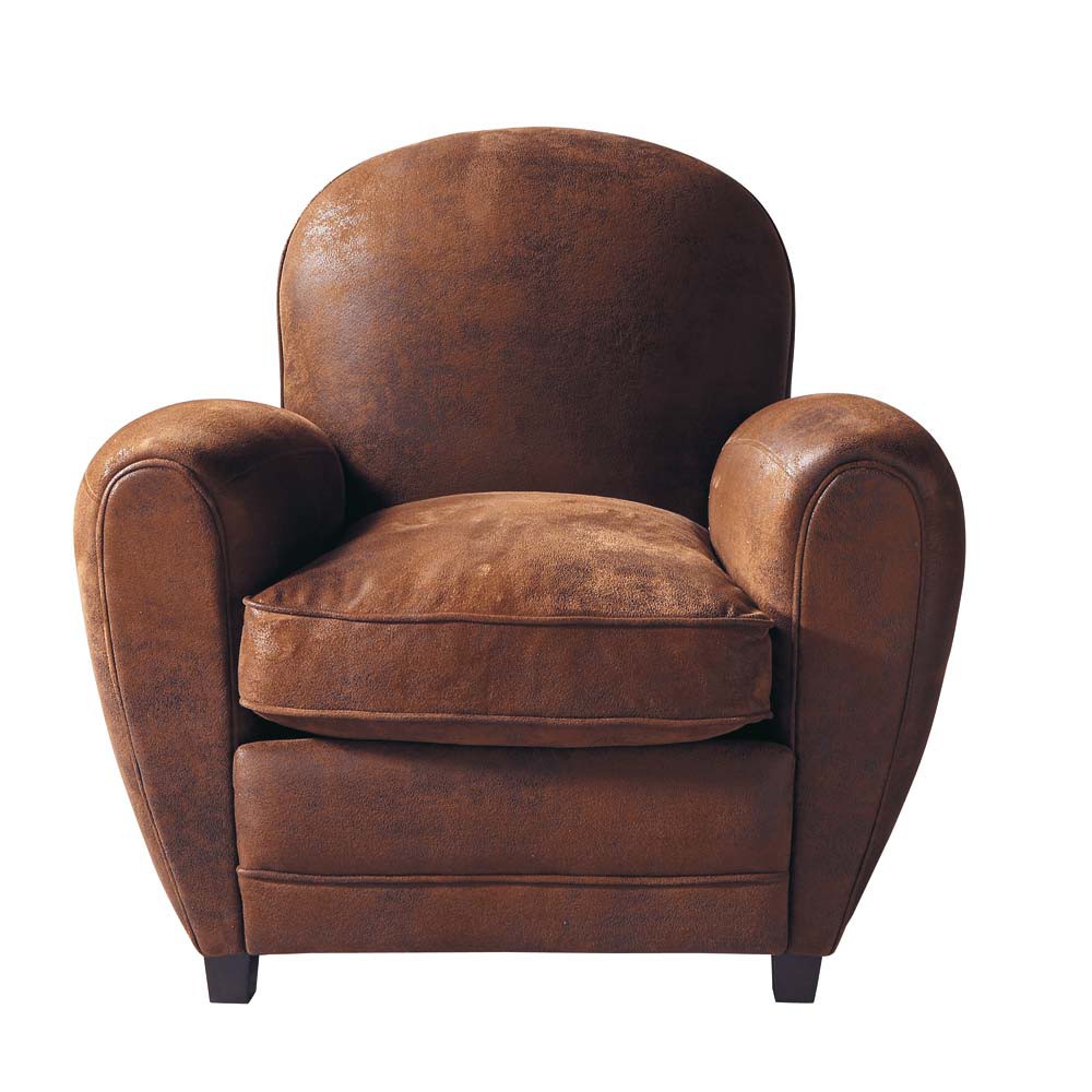 Microsuede Club Armchair in Brown Arizona Maisons du Monde