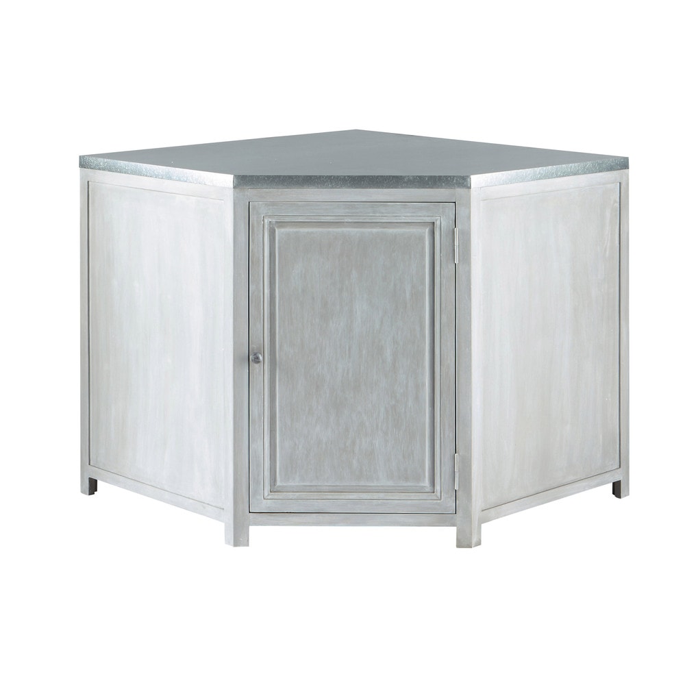 Mobile basso ad angolo da cucina grigio in acacia l 99 cm zinc ...