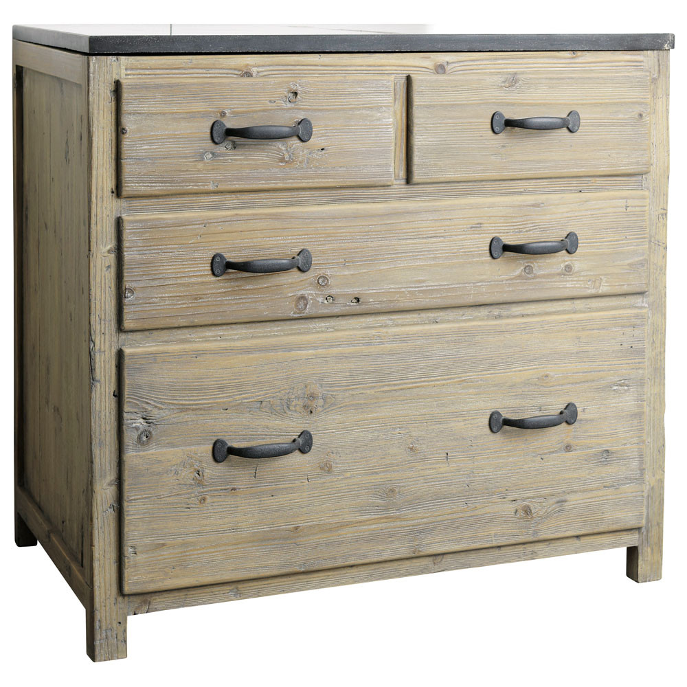 Mueble bajo de cocina de pino reciclado An. 89 Copenhague | Maisons du