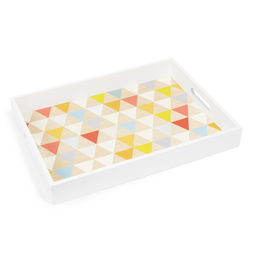 Multicoloured wooden triangularpatterned tray, 30x40cm Maisons du Monde