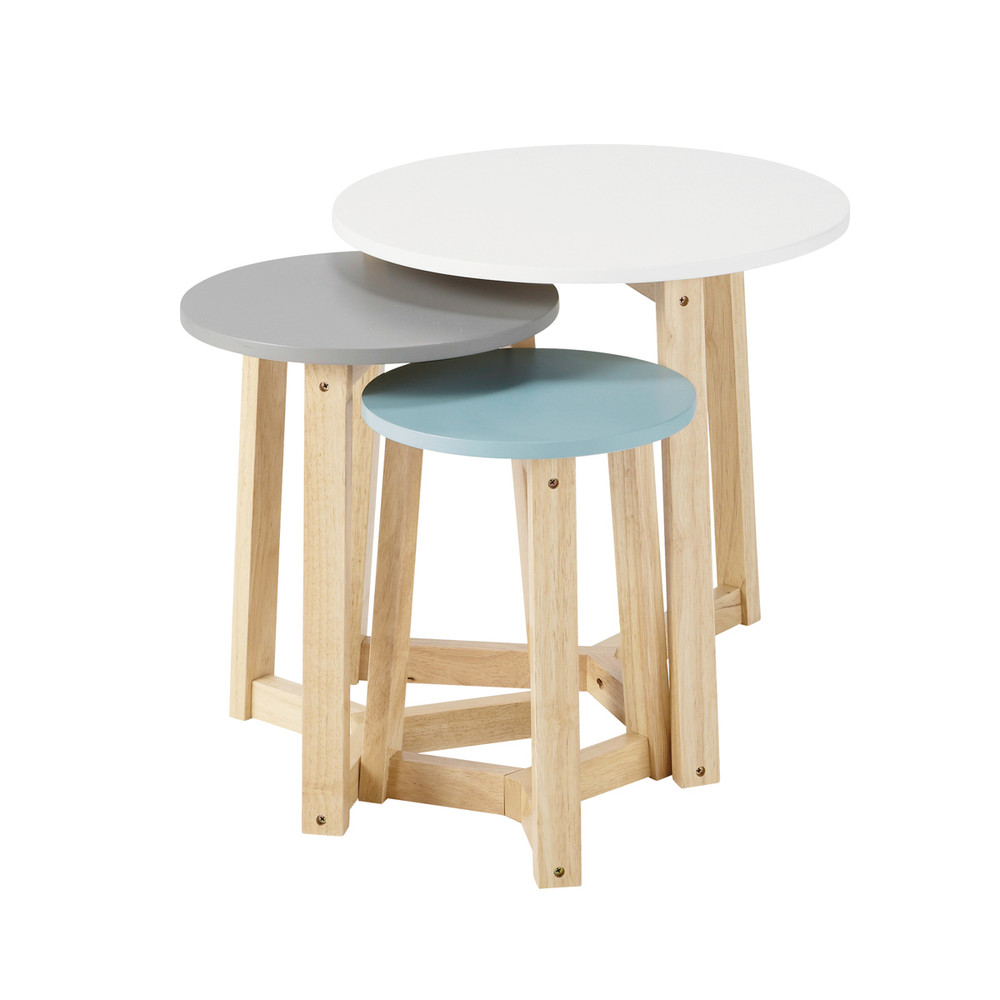 Nest of 3 vintage coffee tables, tricoloured W 30cm W 50cm Trio Maisons d -> Tables Basses Gigognes Nest of 3 vintage coffee tables, tricoloured W 30cm W 50cm Trio Maisons d -> Tables Basses Gigognes