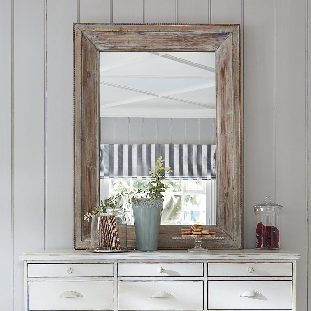 PERRINE whitewashed wood mirror H 112cm Maisons du Monde