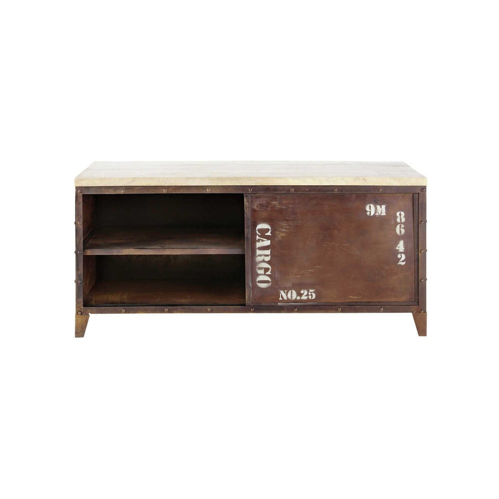 Porta tv stile industriale in metallo e legno effetto ruggine l ... Tovaglia pvc effetto legno vintage